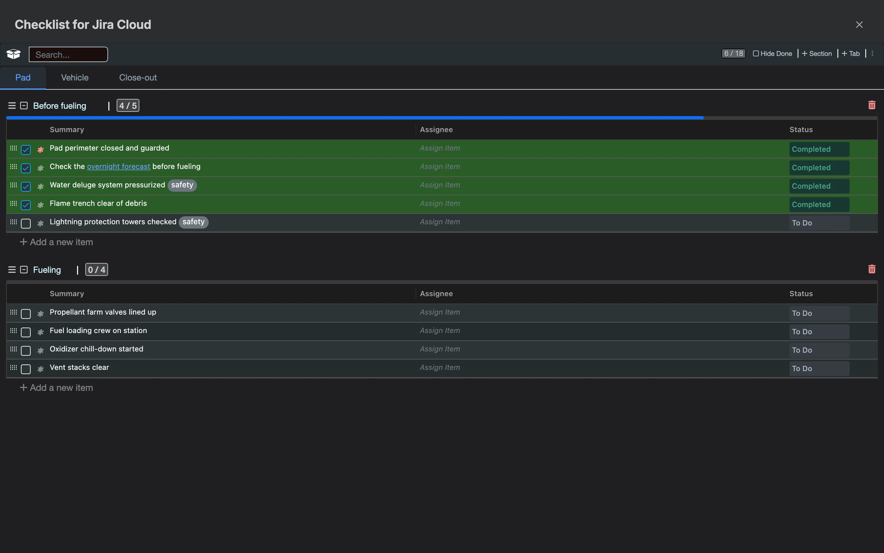 Full screen, in Jira’s dark mode.