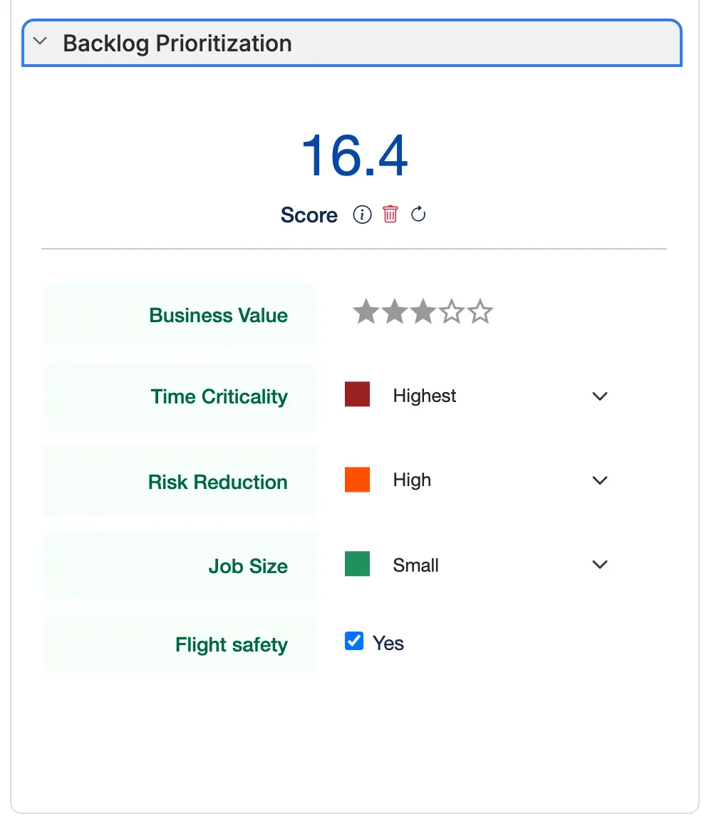 Each issue shows its score and the metrics behind it, and can be scored right there.